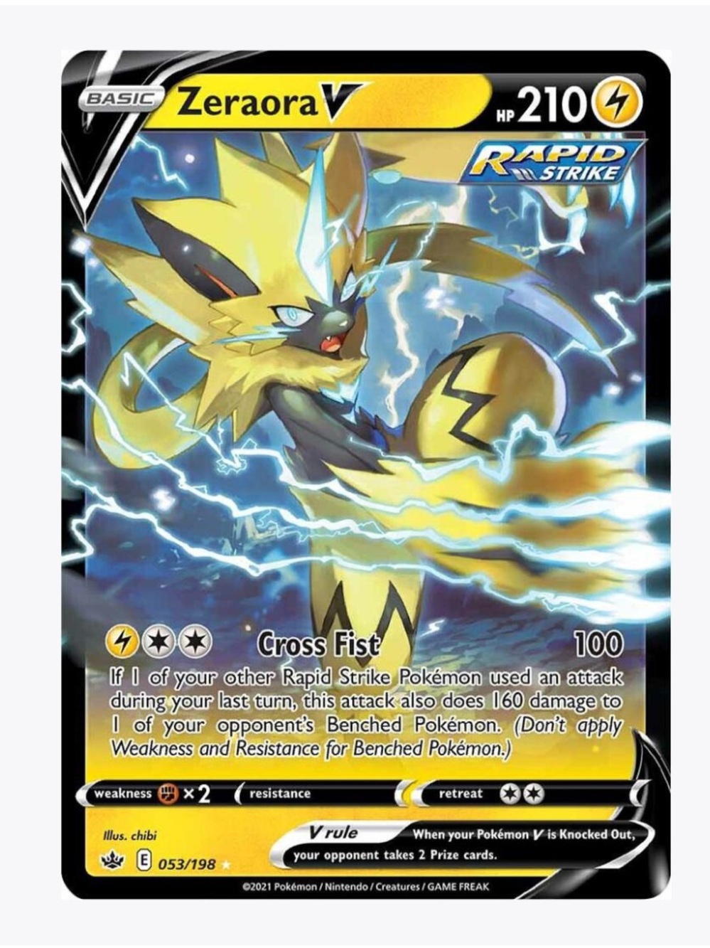Zeraora V SWSH06: Chilling Reign Pokemon Trading Card